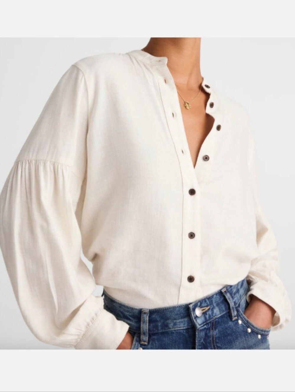 MADEWELL stand collar flannel button front shirt S